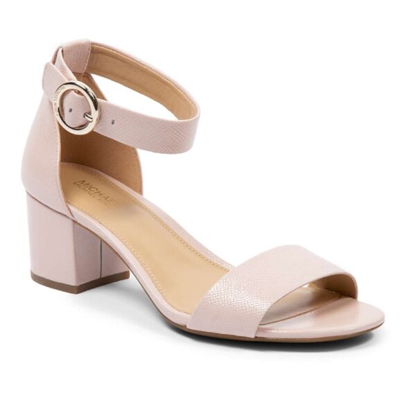 Michael Michael Kors Lena Flex Mid Leather Ankle Strap Pink Sandals - Picture 1 of 8